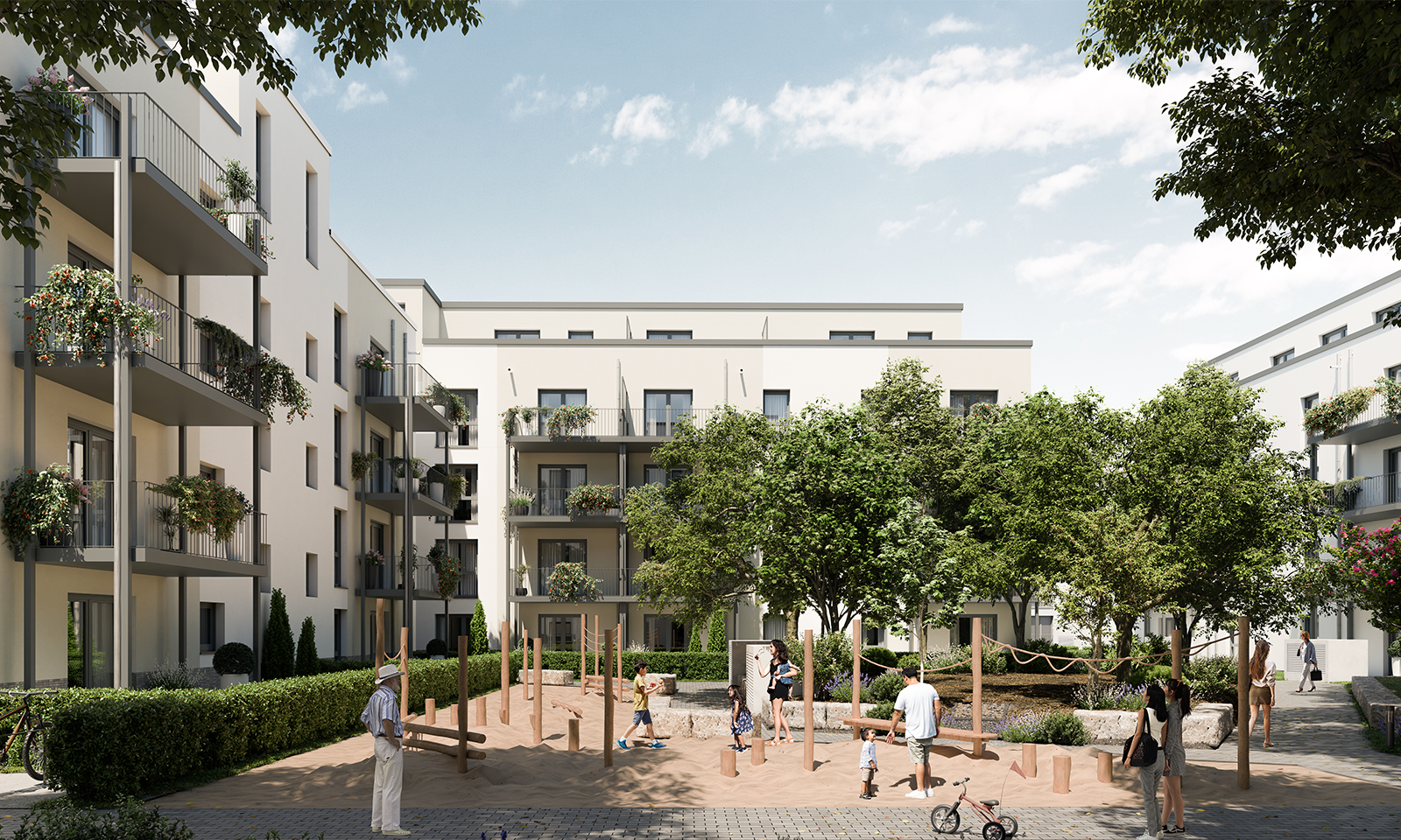  Quartierseigener Spielplatz mit Sitzbänken