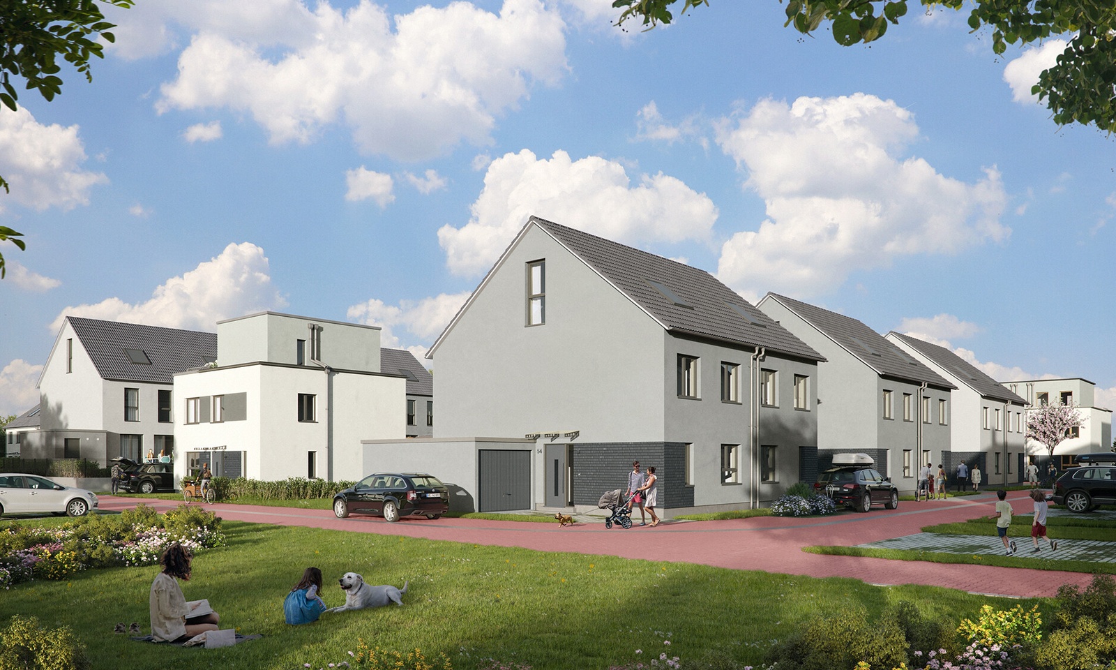 Moderne Doppelhäuser als Effizienzhaus 55 EE