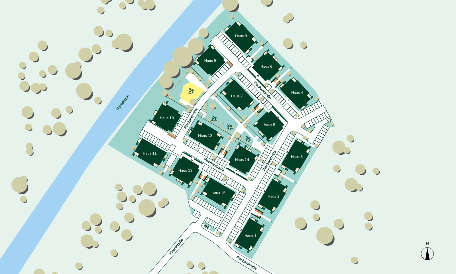 Lageplan der Mehrfamilienhäuser im Quartier
