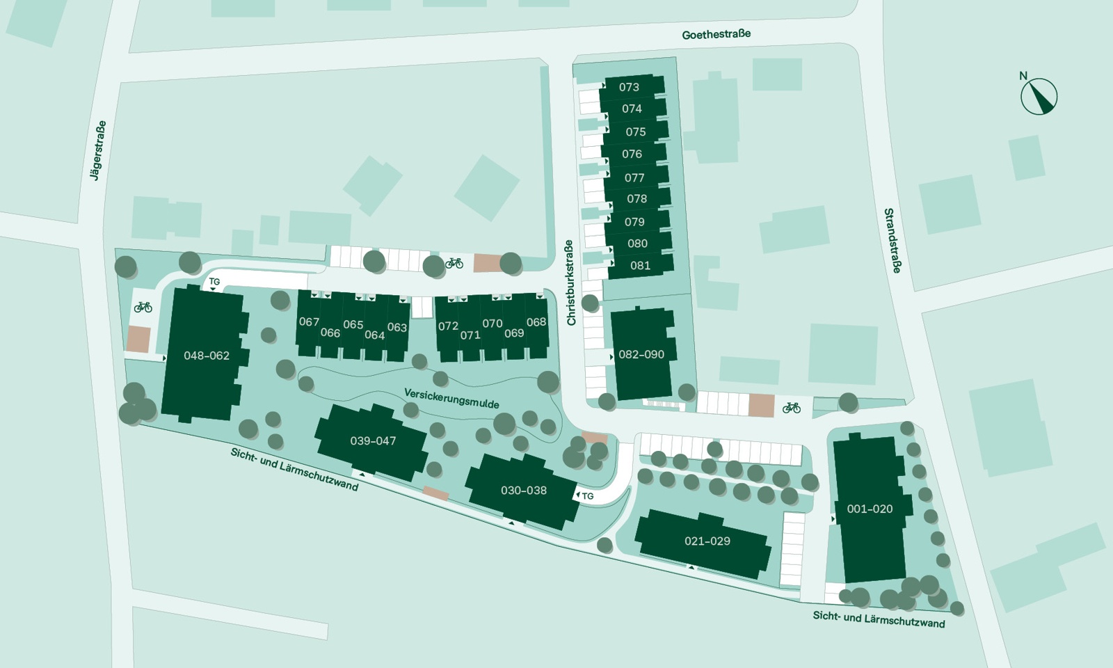 Der Lageplan des Neubauprojektes Bernsteinquartier
