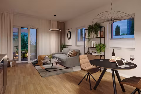 Innenvisualisierung Wohnzimmer 1 Zimmer EG